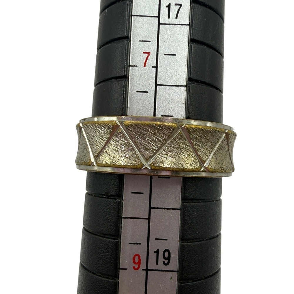Park Lane Gold Silver Two Tone Textured Band Ring Vintage 18K HGE Geometric